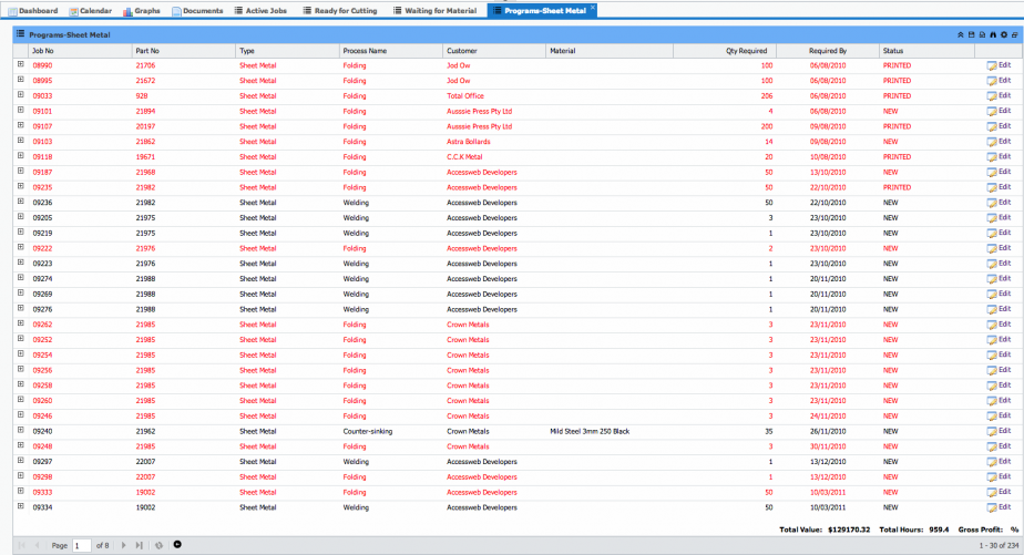 Fabrication List